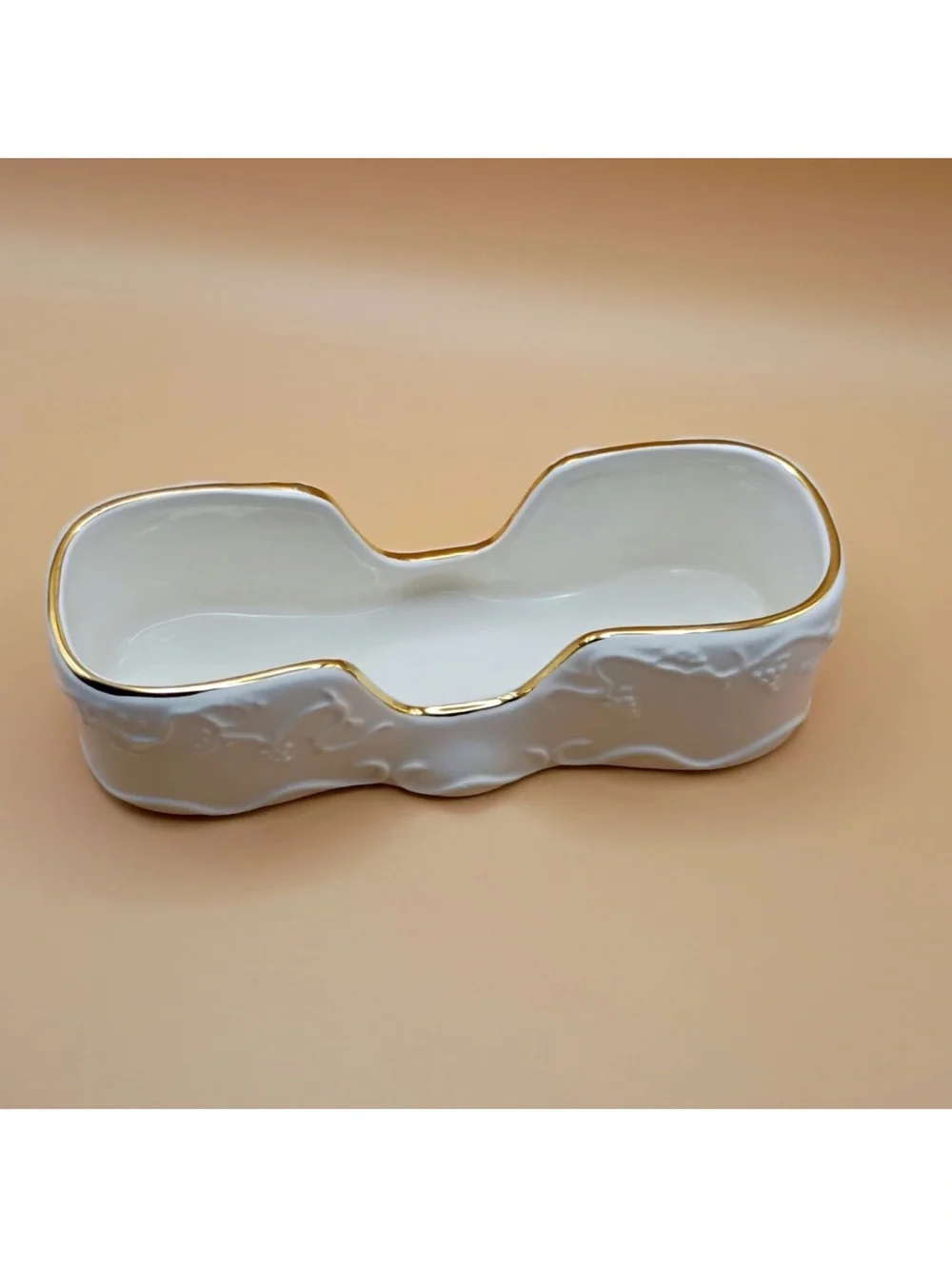 VTG White Porcelain Gold-Trim Buffet Caddies/Silverware Tray- Set of 3